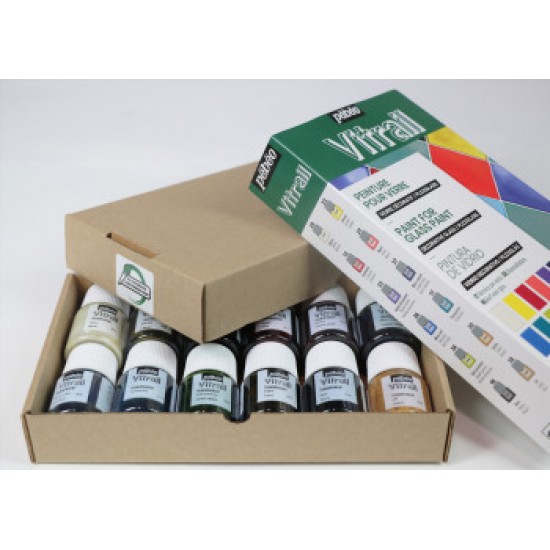 Pebeo Vitrail Stained Glass Paint 12 x 20ml Bottles Solvent Based Craft 757421